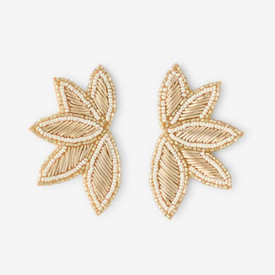 Boucles d'oreilles demi feuille en perles de rocailles BALABOOSTE