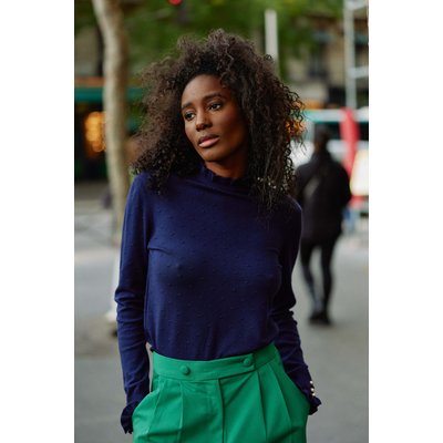 Pull col montant en maille fantaisie SOLFERINOS LA PETITE ETOILE