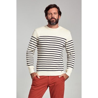 Pull marin rayé à boutons col rond MOLÈNE ARMOR-LUX