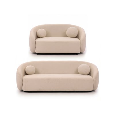 Flore - Ensemble de canapés droits 2+3 places tissu bouclette LISA DESIGN