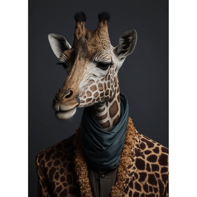 Tableau Sur Verre Synthétique Portrait De Girafe Humanisée ANIMAUX HUMANISÉS CEANOTHE