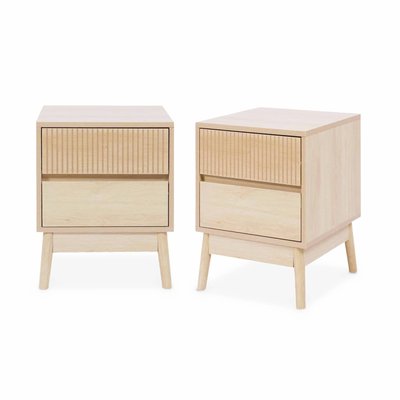 Tables de chevet décor bois 2 tiroirs (lot de 2) LINEAR SWEEEK