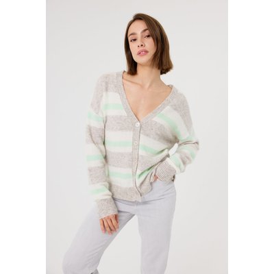 Cardigan rayé pastel col V coupe confortable – CAMILLE ARTLOVE