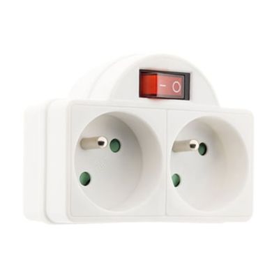 Multiprise Biplite Façade 2 X 16a Avec Interrupteur Blanc ZENITECH
