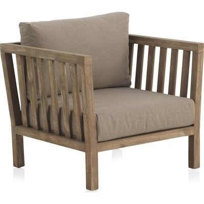 fauteuil bois d'acacia naturel et coussins déhoussables RECOLLECTION