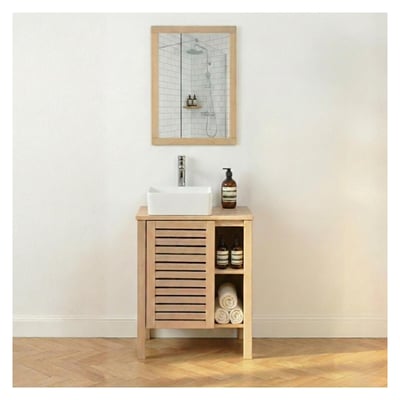 Meuble simple vasque sur pieds en chêne naturel 60 cm TALIX MOB IN