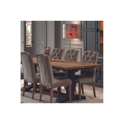 Table à manger rectangulaire en teck piétement noir poutre L220 - DALILA HELLIN, DEPUIS 1862