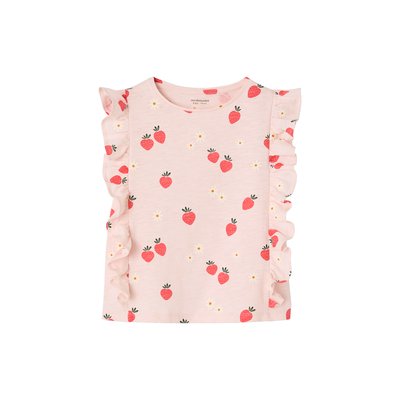 T-shirt à volants motifs fraises VERTBAUDET