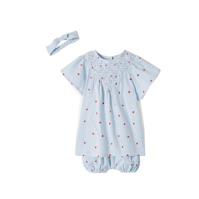 Ensemble en seersucker robe + short + bandeau VERTBAUDET