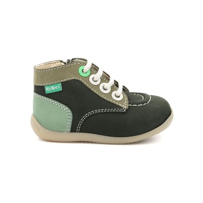 Bottines Kickers Enfants - Cuir Et Velours Marron/orange - Pointure 18 EU