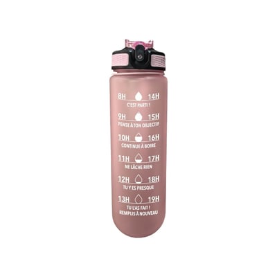 Gourde de motivation hydratation rose ARTIME