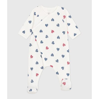 Baumwoll-Strampler. "gestreifte Herzen" PETIT BATEAU