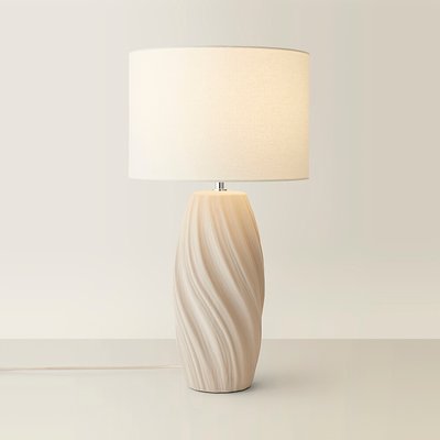 Tall Swirl Natural Table Lamp with Linen Drum Shade SO'HOME