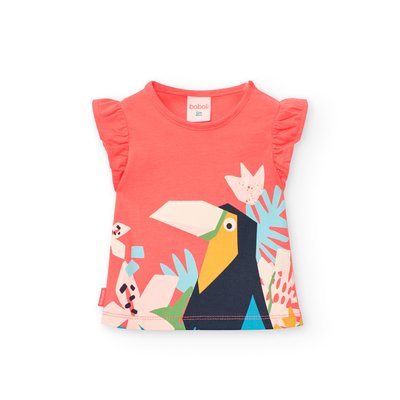 T-shirt avec volants et dessin frontal BOBOLI
