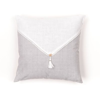 Coussin déhoussable avec pompon coton uni CHARME TODAY