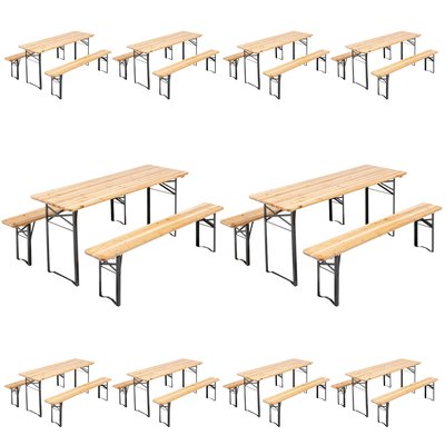 Ensemble brasserie table et bancs bois 180 cm - Lot de 10, MUNICH OVIALA