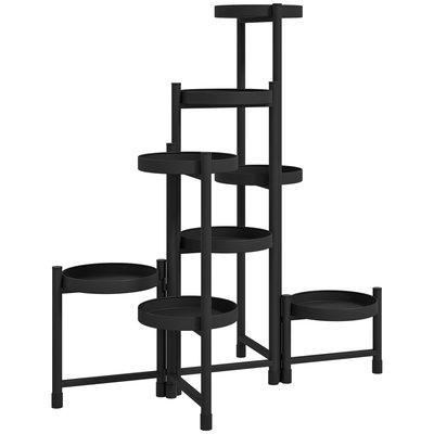 Étagère à fleurs design pliable - 8 niveaux - métal noir OUTSUNNY