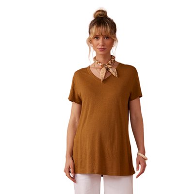 Tee-shirt grossesse col V effet lin ENVIE DE FRAISE