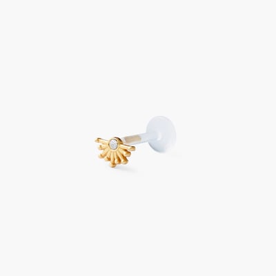 Piercing stud hélix/tragus soleil doré argent garanti et strass BALABOOSTE