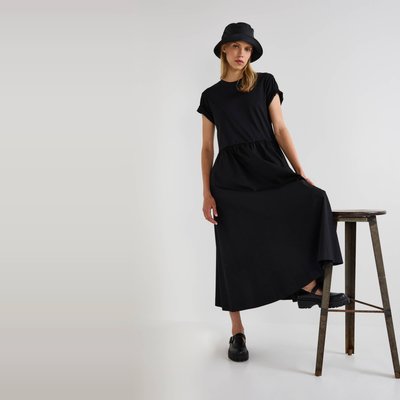Robe longue bi-matière unie en coton BIO MONOPRIX