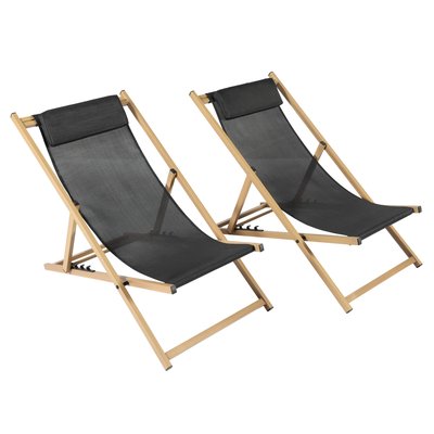 Lot de 2 chiliennes en aluminium inclinables 4 positions, PALAOS OVIALA