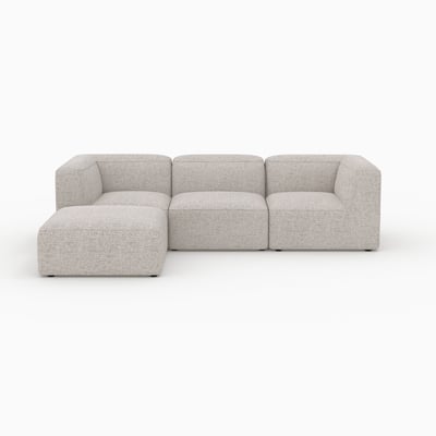 Canapé modulable en tissu avec pouf - HESTIA MAISON PAVANE