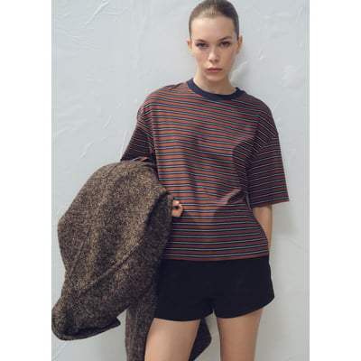 T-shirt manches courtes rayures MANGO