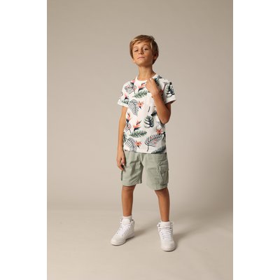 T-shirt garçon à col rond avec imprimé tropical sur le devant NUBIE DEELUXE
