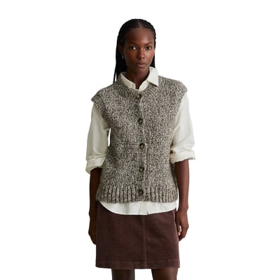 Cardigan sans manches, coupe décontractée en mélange de laine vierge et de laine d'alpaga MARC O’POLO DENIM
