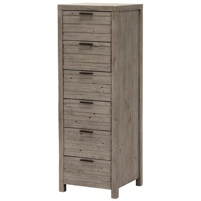 Meuble chiffonnier en bois recyclé gris 6 tiroirs style campagne tradition 45 x 132 cm SIENNE PIER IMPORT