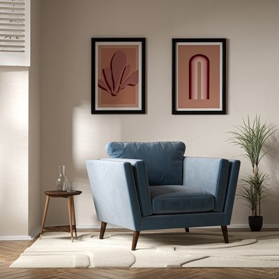 Frida Contemporary Velvet Armchair with Dark Wood Legs & Feather Fillings SO'HOME