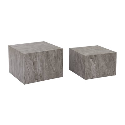 Set de 2 tables basses gigognes carrées effet marbre PAROS SWEEEK