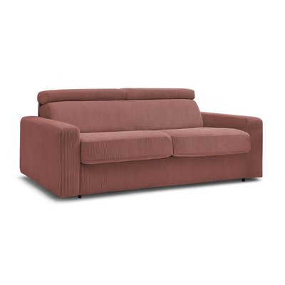Canapé droit convertible 3 places en velours côtelé couchage 140x190 cm, MONACO BOBOCHIC