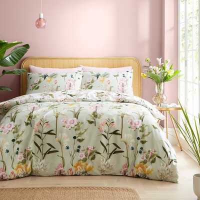 Exotic Floral 100% Cotton Duvet Cover and Pillowcase Set RHS