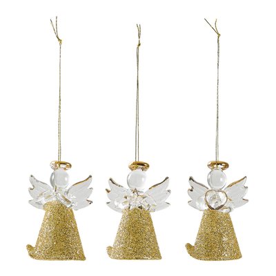 Coffret de 3 petits anges en verre pailletés dorés MATHILDE M