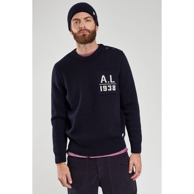 Pull marin avec poche et boutons en laine ARMOR-LUX