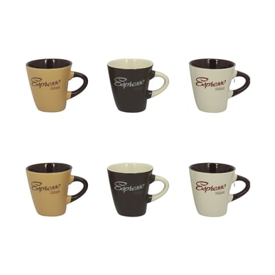Lot de 6 tasses en grès 15cl, EXPRESSO ITALIANO NOVASTYL