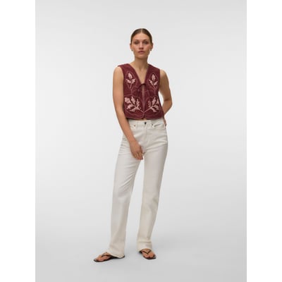 Gilet sans manches à noué avec dessins brodés VERO MODA