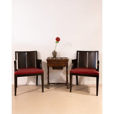 Lot de 2 fauteuils en cuir Jakob N°267 - Bon état DEBONGOUT