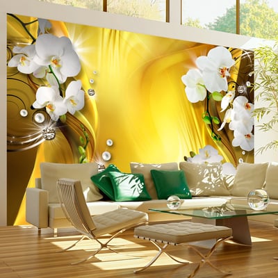 Papier peint intissé panoramique Fleurs Orchid in Gold EDEN