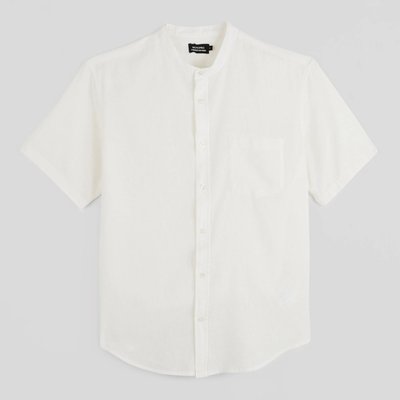 Chemise manches courtes col mao en lin MONOPRIX