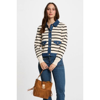 Gilet col à revers rayé MORGAN