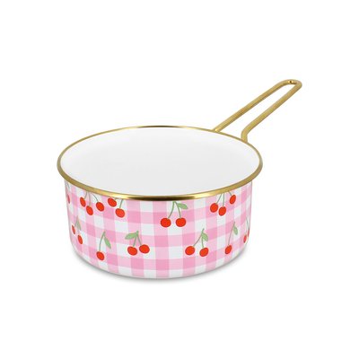 Casserole 18cm en acier émaillé, VICHY CERISE MENASTYL