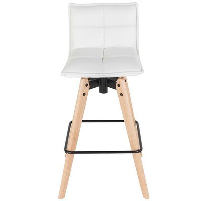 Chaise de bar design grise en tissu piétement chêne MAE ZAGO