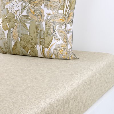 Drap housse en satin de coton beige, HABANO OLIVIER DESFORGES