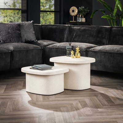 Table de salon blanche en marbre composite (lot de 2) TAJ PIER IMPORT