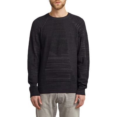 Pull noir uni avec des manches longues et une coupe droite à col rond G-Star RAW