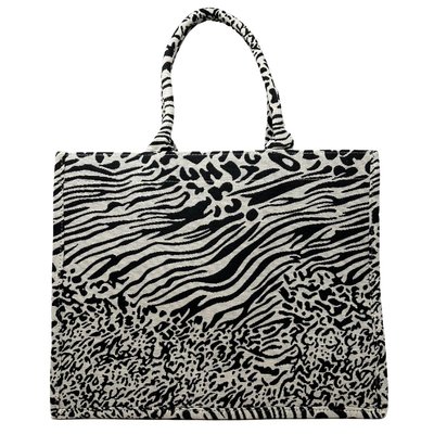 Grand sac cabas rigide en velours tissé ZEBRA OH MY BAG