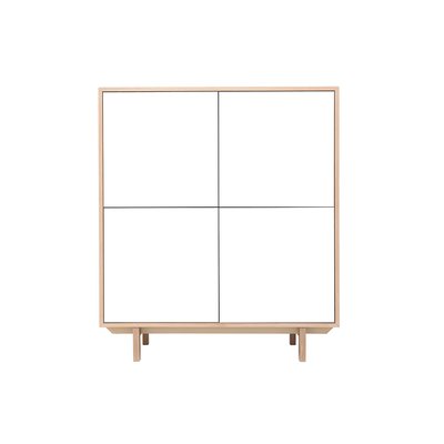 Buffet haut scandinave bois et blanc  4 portes L110 cm SID MILIBOO