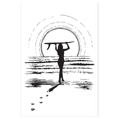Poster surfeuse sunset HEXOA